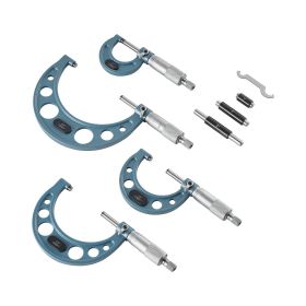 4 PCS Micrometer Set, 0-1"/1-2"/2-3"/3-4" Machinist Outside Micrometer, Ultra-Precision 0.0001 Accuracy