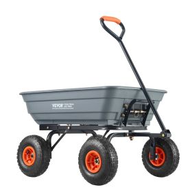 Garden Cart, Durable Poly Dump Cart with Simple Assembly Steel Framework, Versatile Dump Cart with Dual-Function Handle