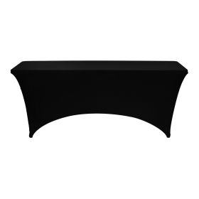 6 Pack Table Cloth for 6FT Rectangular Fitted Events, Wrinkle-Resistant Stretch Black Table Covers, Washable Spandex Tablecloth Protector, for Pa