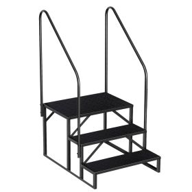 Hot Tub Steps Outdoor, 2 RV Steps with Handrail, Portable RV Stairs 3 Step, Heavy Duty Truck Camper Steps Ladders for Travel Trailers, 5th Wheel (size: 3 step 2 handrails)